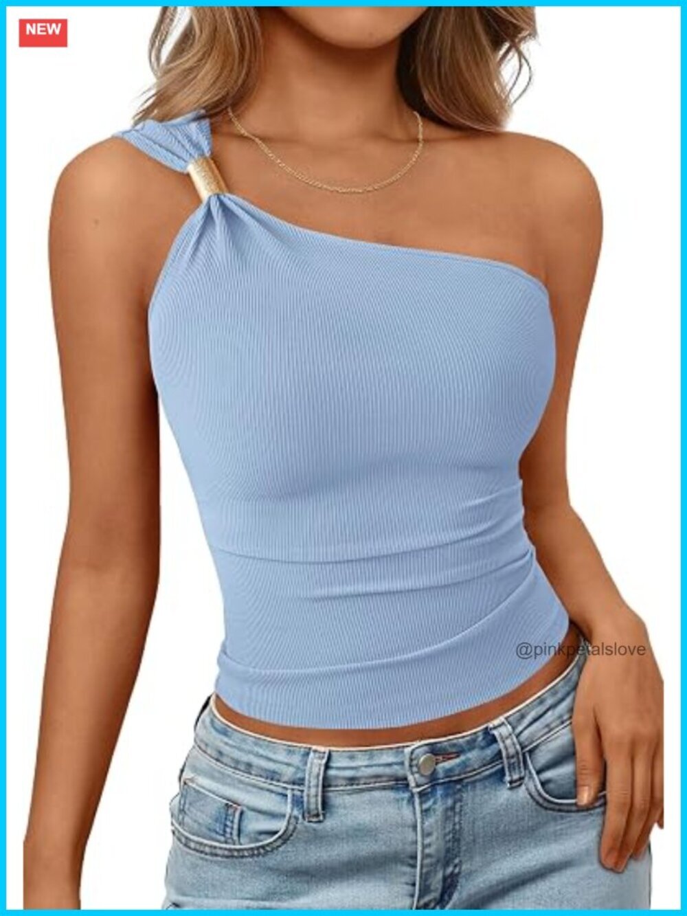 Stretchy Ribbed One Shoulder Sleeveless Tank Top Going Out Shirt